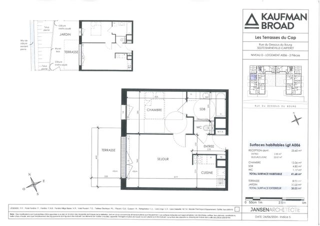 Appartement F2 à vendre - 2 pièces - 41.68 m2 - BARNEVILLE CARTERET - 50 - BASSE-NORMANDIE - Century 21 Chevet Immobilier