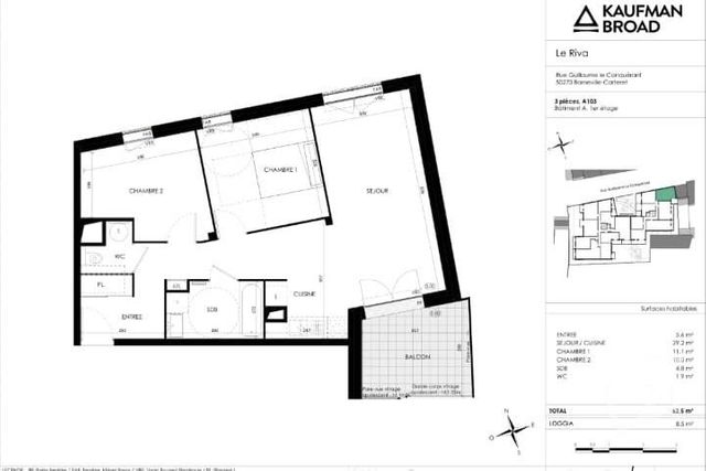 Appartement T3 à vendre - 3 pièces - 62.5 m2 - BARNEVILLE CARTERET - 50 - BASSE-NORMANDIE - Century 21 Chevet Immobilier